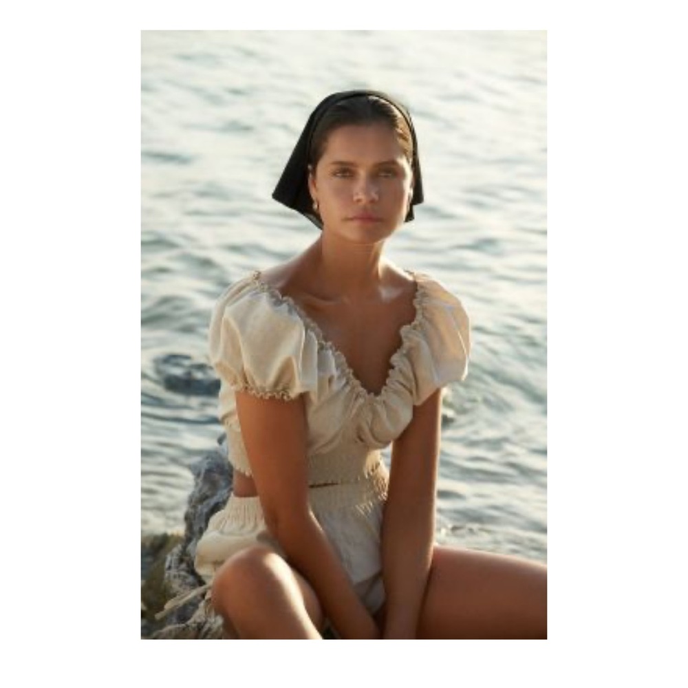 Peixoto Sand Burlap Elena top and Shorts